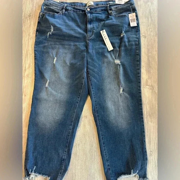 Nicole Miller Womens Soho High Rise Ankle Slim Jeans 22 Blue Distressed Raw Hem - Picture 3 of 14